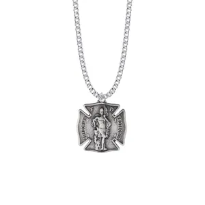 1-1/8 Inch Pewter St.Florian Shield Medal, Patron Saint of Firefighters