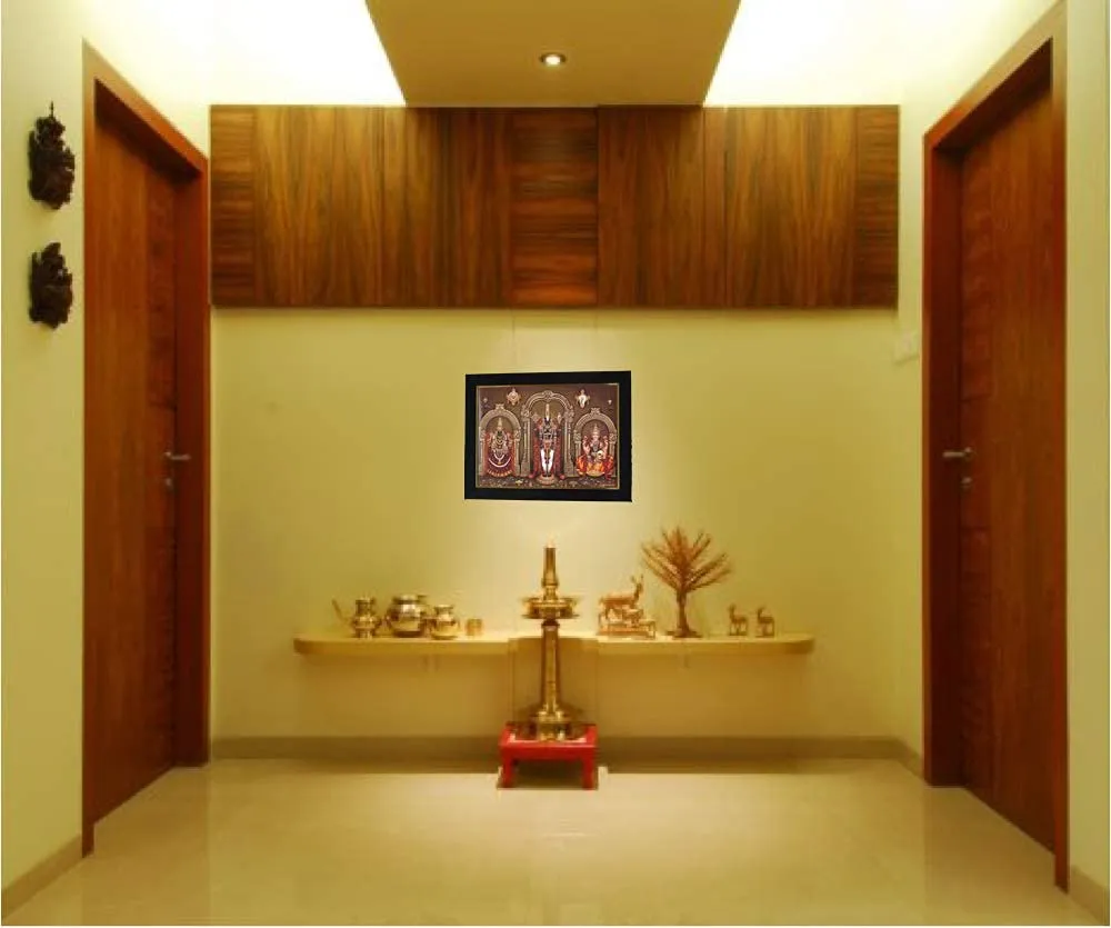 101Temples - Divinity Eternity Spirituality Tirupati Balaji Padmavathi Lakshmi God Wooden Photo Frame with Wall hook, 1 Piece | 10” x 13”, Matt finish