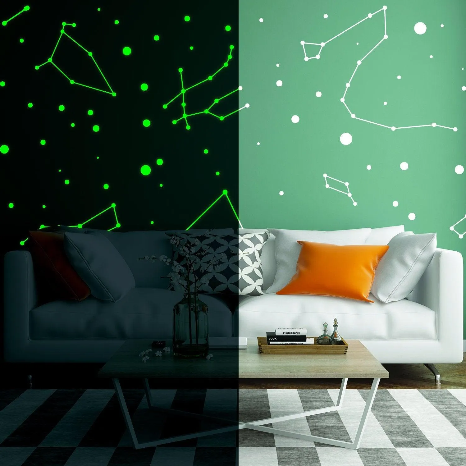 225x Glow In Dark Zodiac Star Wall Sticker - Nursery Ceiling Glowing Vinyl Luminous Decor Decal