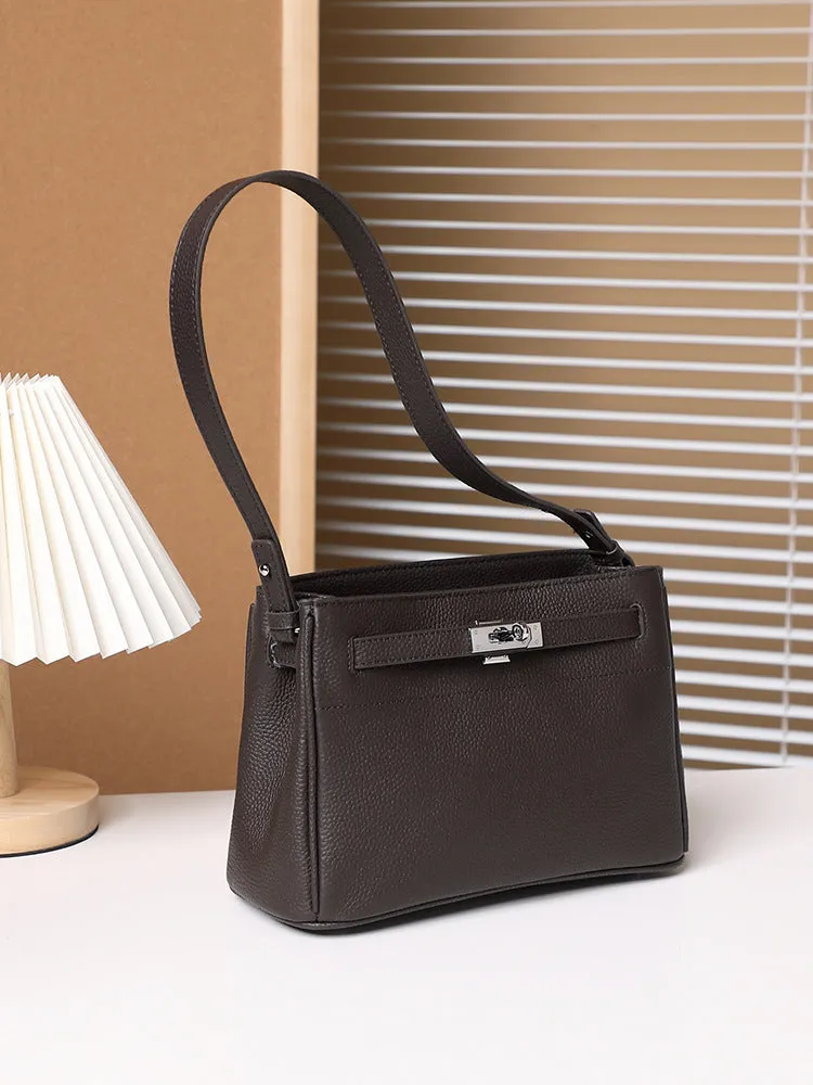 24CM genuine leather women's  single shoulder small square bag 2917 Black
