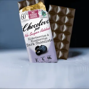 60% No Sugar Elderberries & Blueberries Dark Chocolate