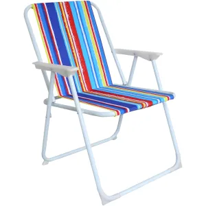 74x56x53cm Lightweight Foldable Outdoor Striped Camping Chair With Armrest