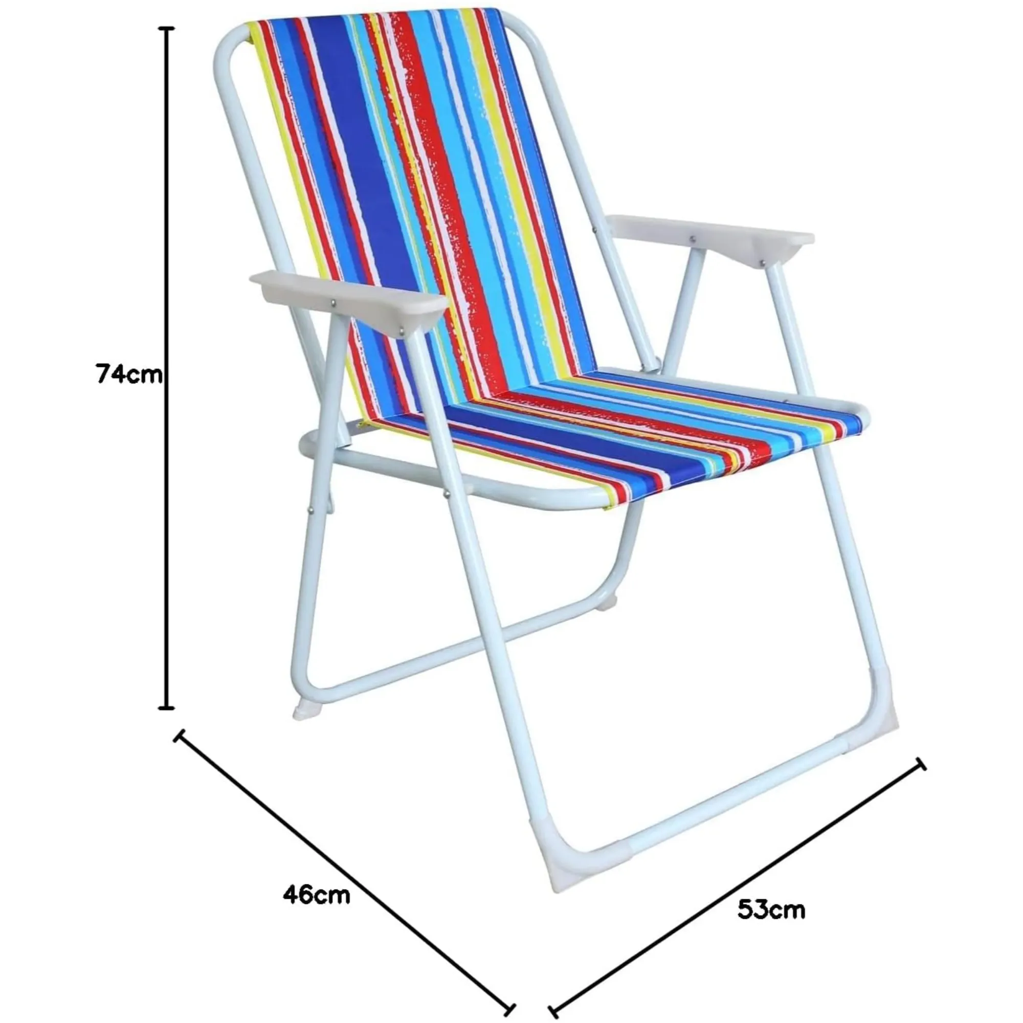 74x56x53cm Lightweight Foldable Outdoor Striped Camping Chair With Armrest
