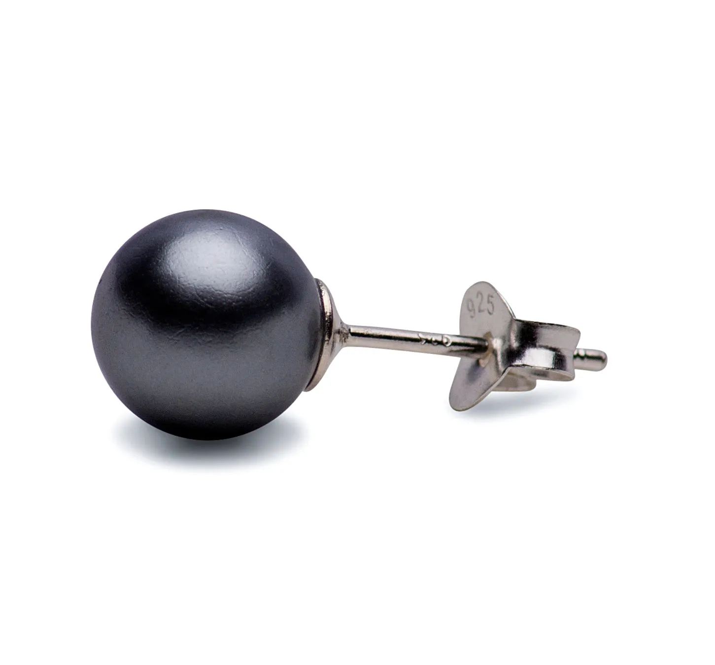 8 mm Dark Grey Pearl Earrings