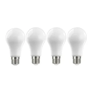 A19 LED Bulb, 100W Equivalent, 14 Watt, 1500 Lumens, 3000K, E26 Medium Base, Frosted Finish, Pack Of 4