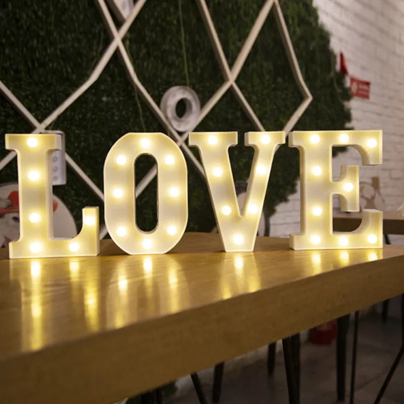 Alphabet Letter LED Lights Luminous Number Lamp Decor Battery Night Light for home Wedding Birthday Christmas party Decoration