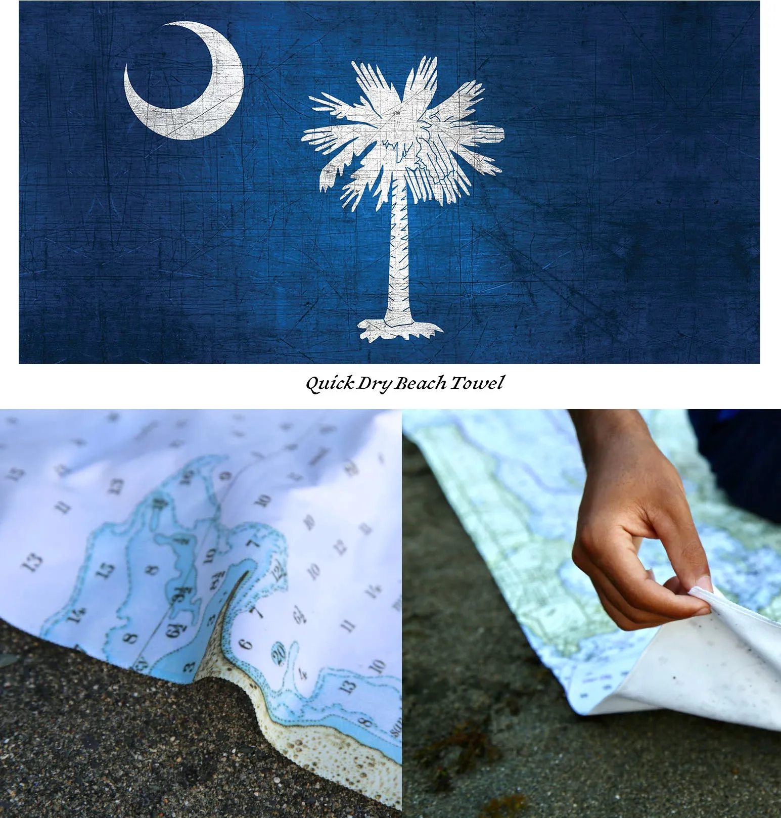 Antiqued Palmetto Flag, Charleston, SC, Quick Dry Towel