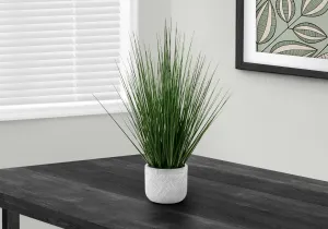 Artificial Plant, 21" Tall, Grass, Indoor, Faux, Fake, Table, Greenery, Potted, Real Touch, Decorative, Green Grass, White Pot