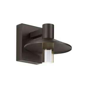 Ash 8 In. LED Lo-Output Outdoor Wall Sconce 515 Lumens 3000K Surge Protection Bronze Finish Clear Cylinder