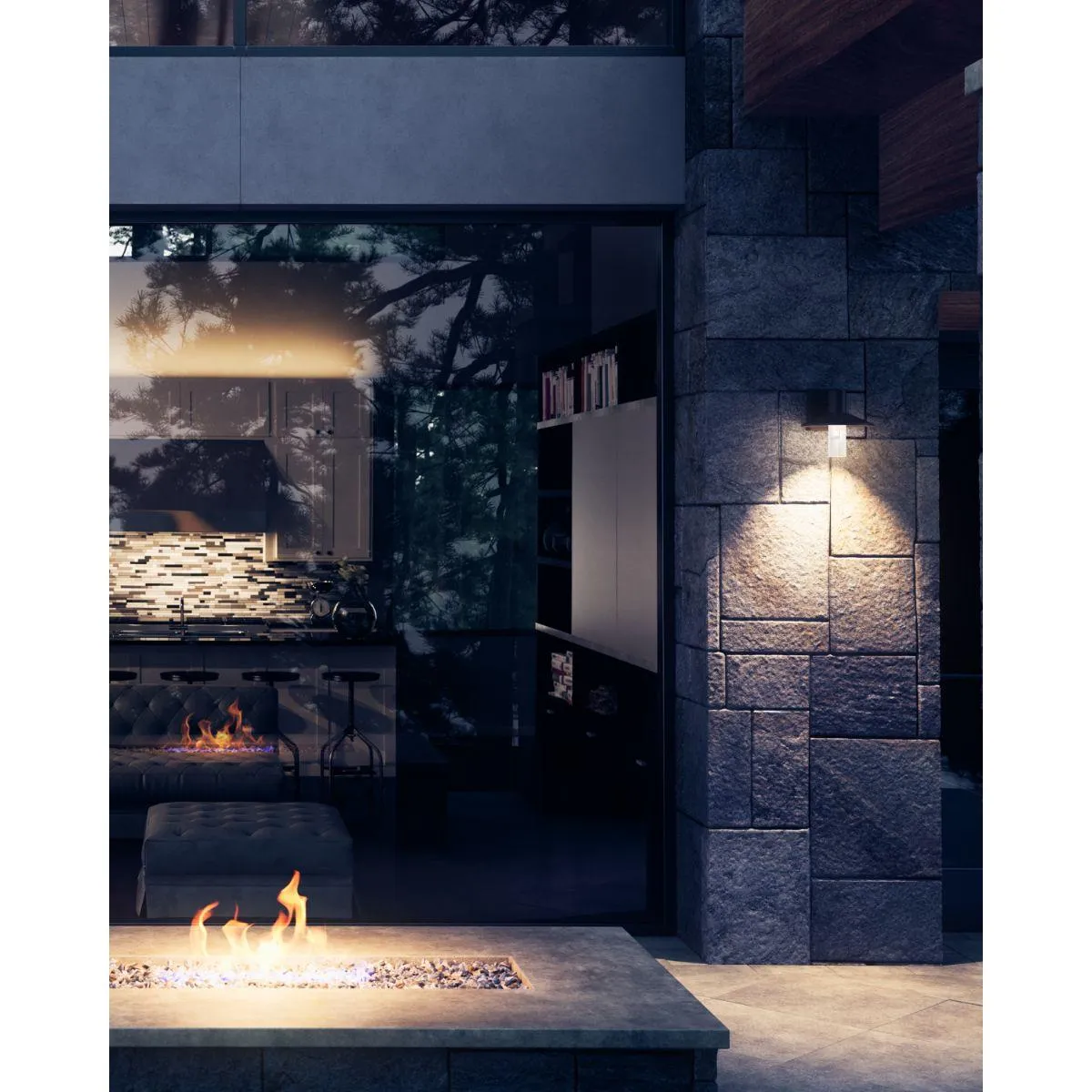 Ash 8 In. LED Lo-Output Outdoor Wall Sconce 515 Lumens 3000K Surge Protection Bronze Finish Clear Cylinder