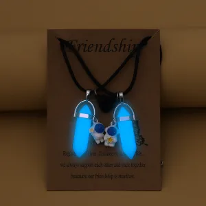 Astronaut crystal pillar luminous couple necklace