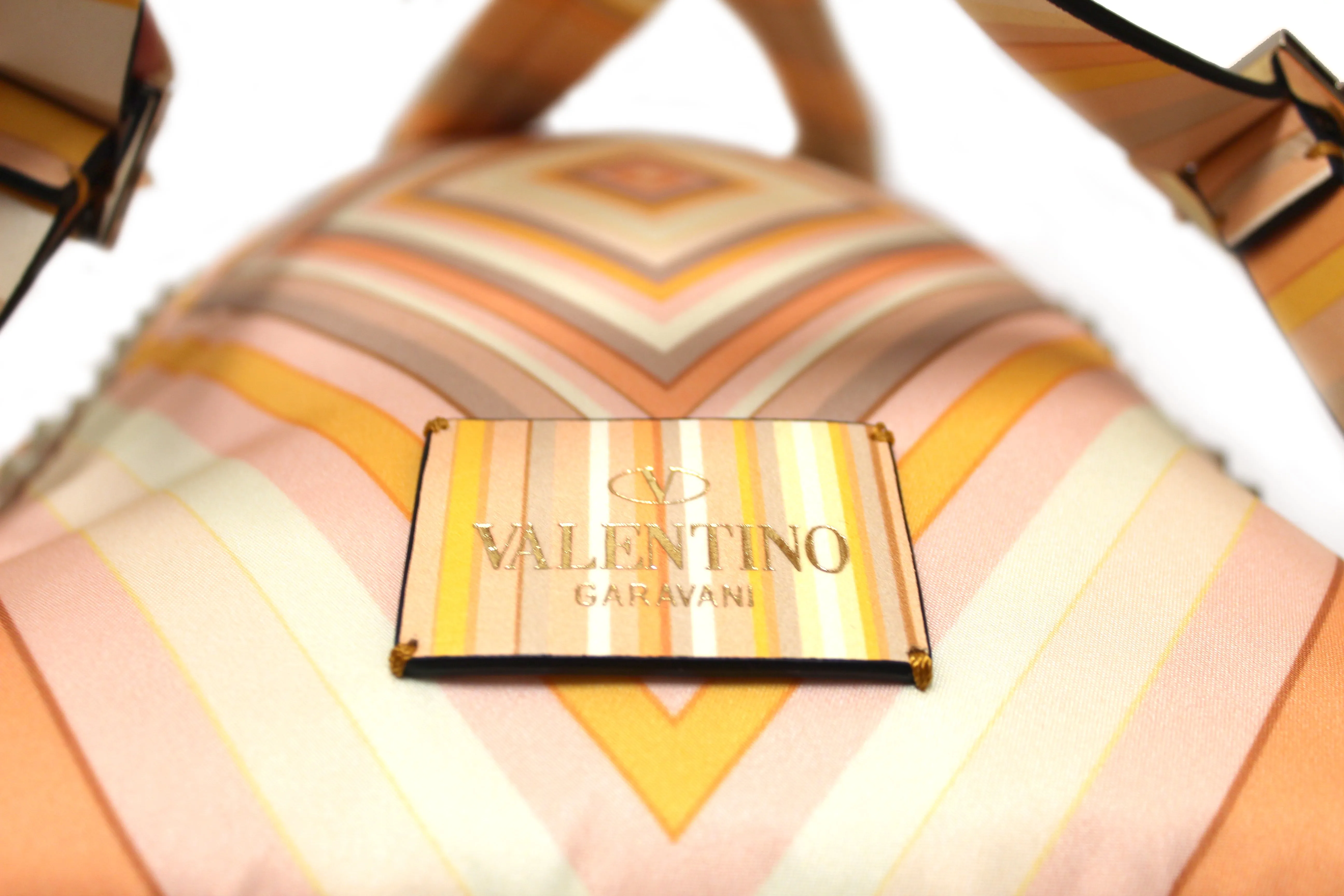 Authentic New Valentino Peach Native Couture Print Nylon Rockstuds Backpack