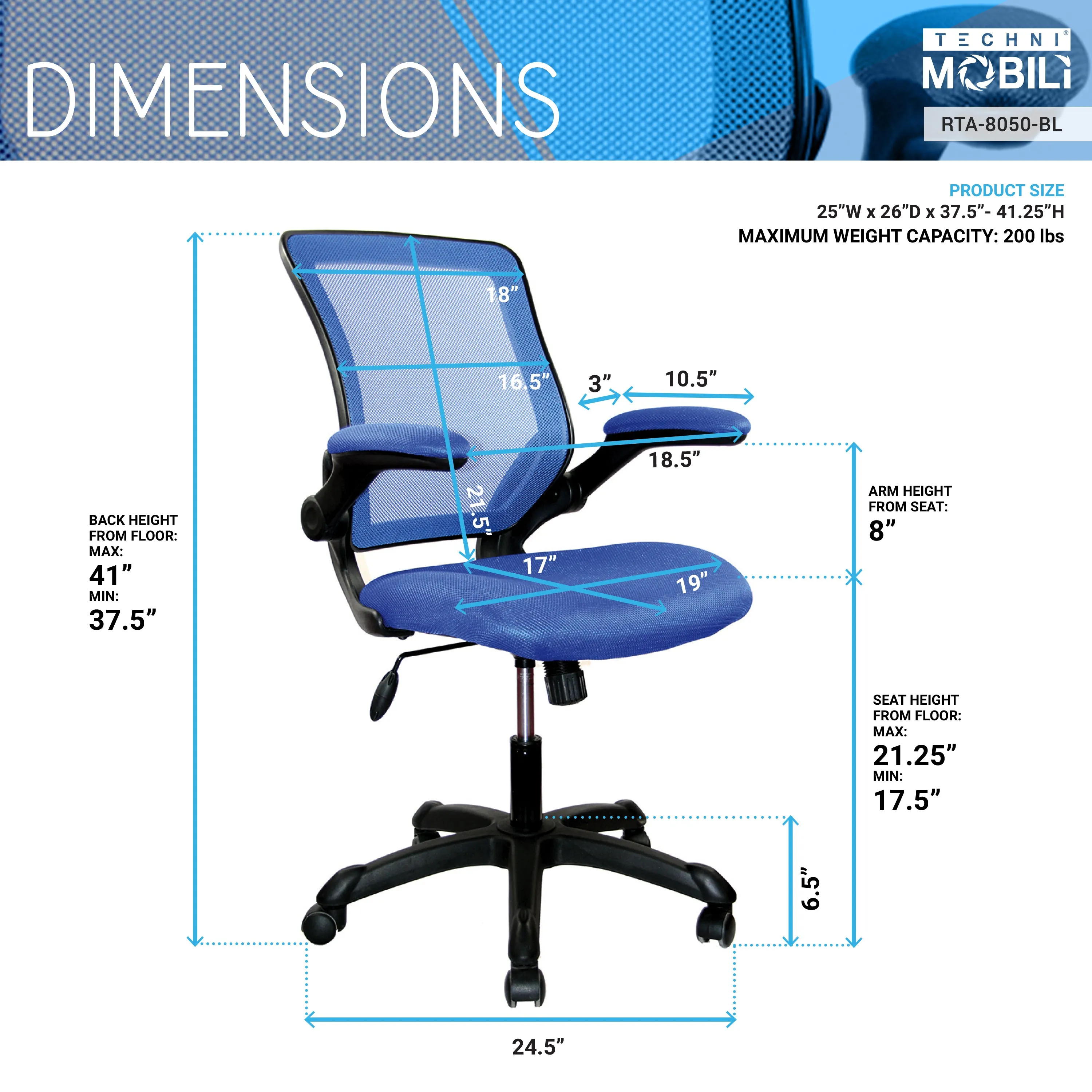 Azure Mesh Executive Office Chair - Blue