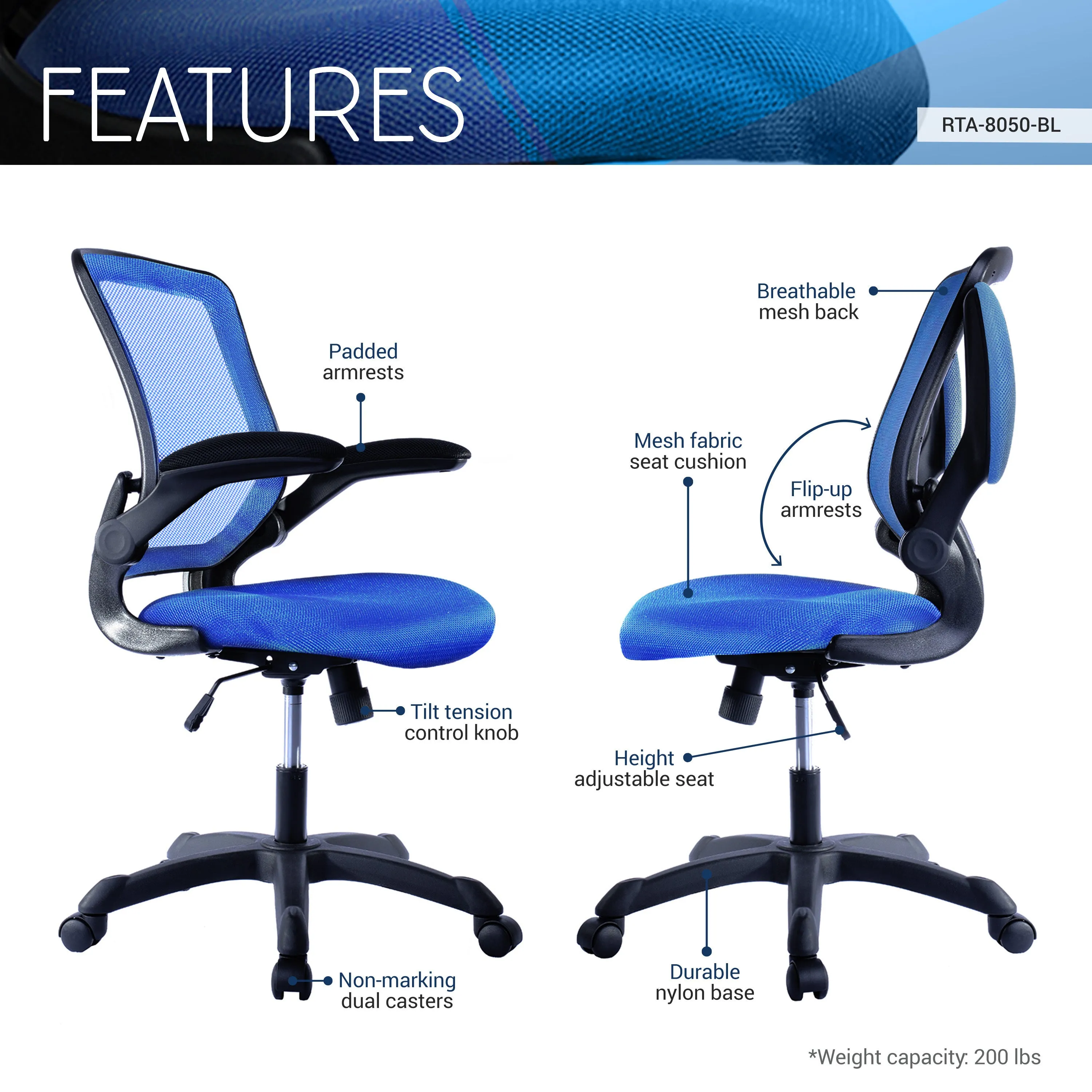 Azure Mesh Executive Office Chair - Blue