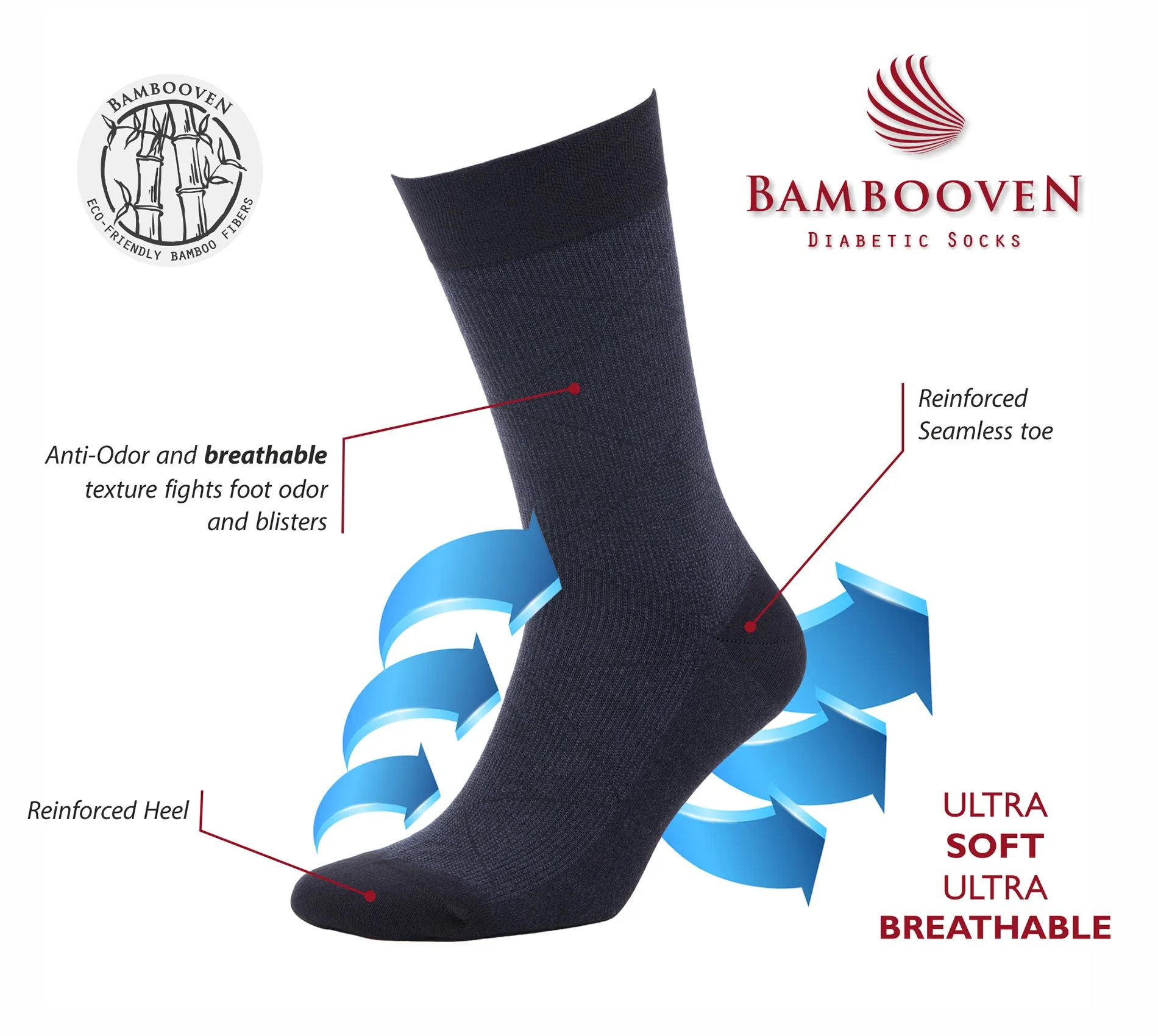 Bambooven Men’s Dress & Trouser Socks – Odor-Free Bamboo (6 Pairs) 544
