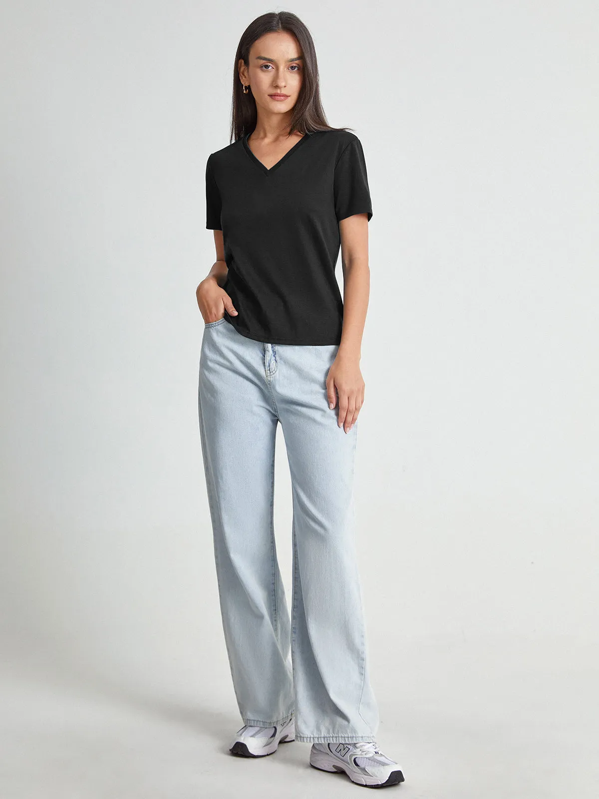 Basic Everyday Graceful V-Neck T-Shirt