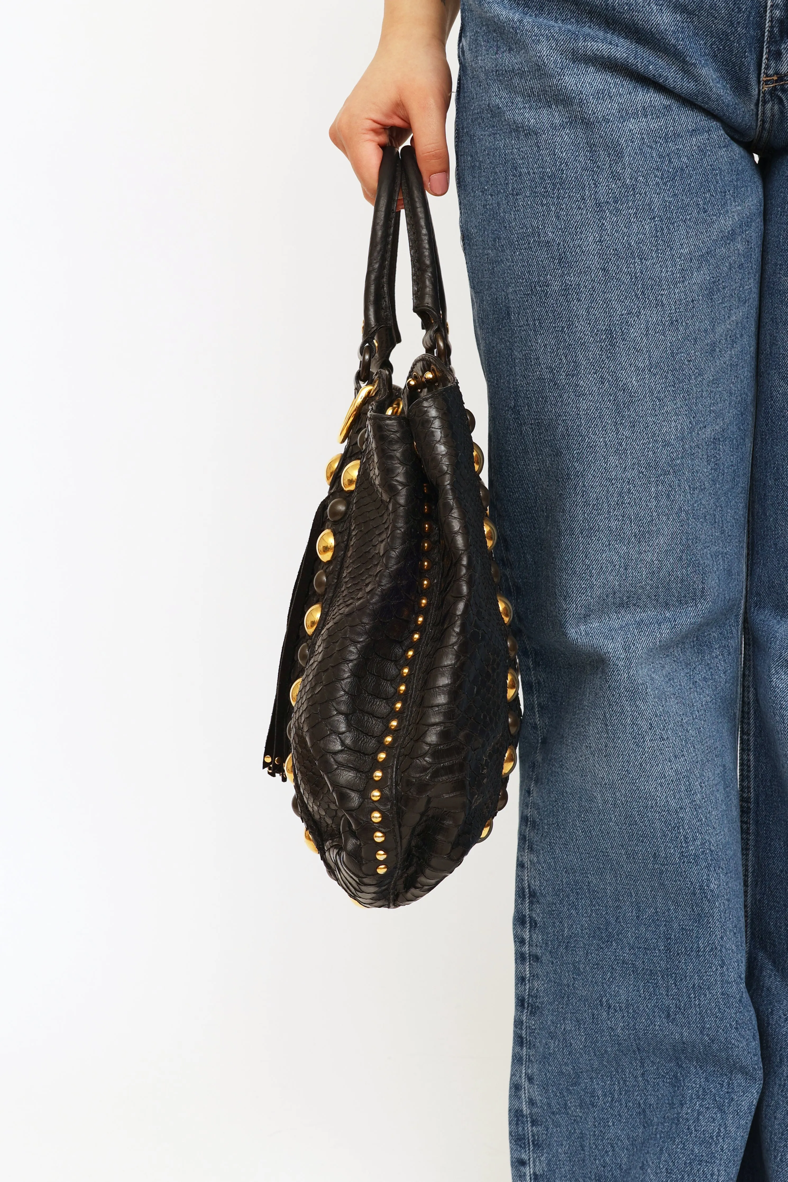 Black Leather Babouska Fringe Bag