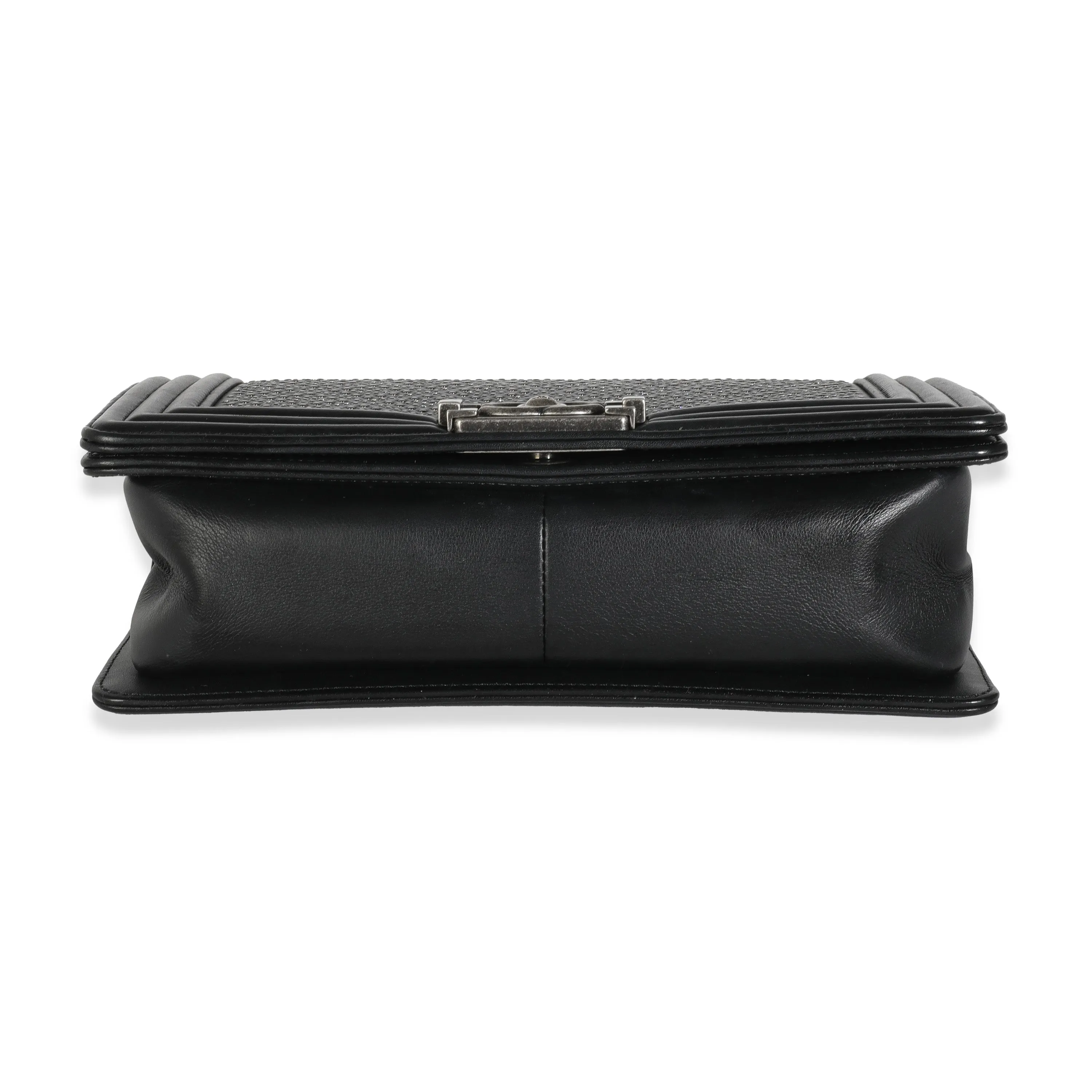 Black Studded Lambskin Medium Boy Bag