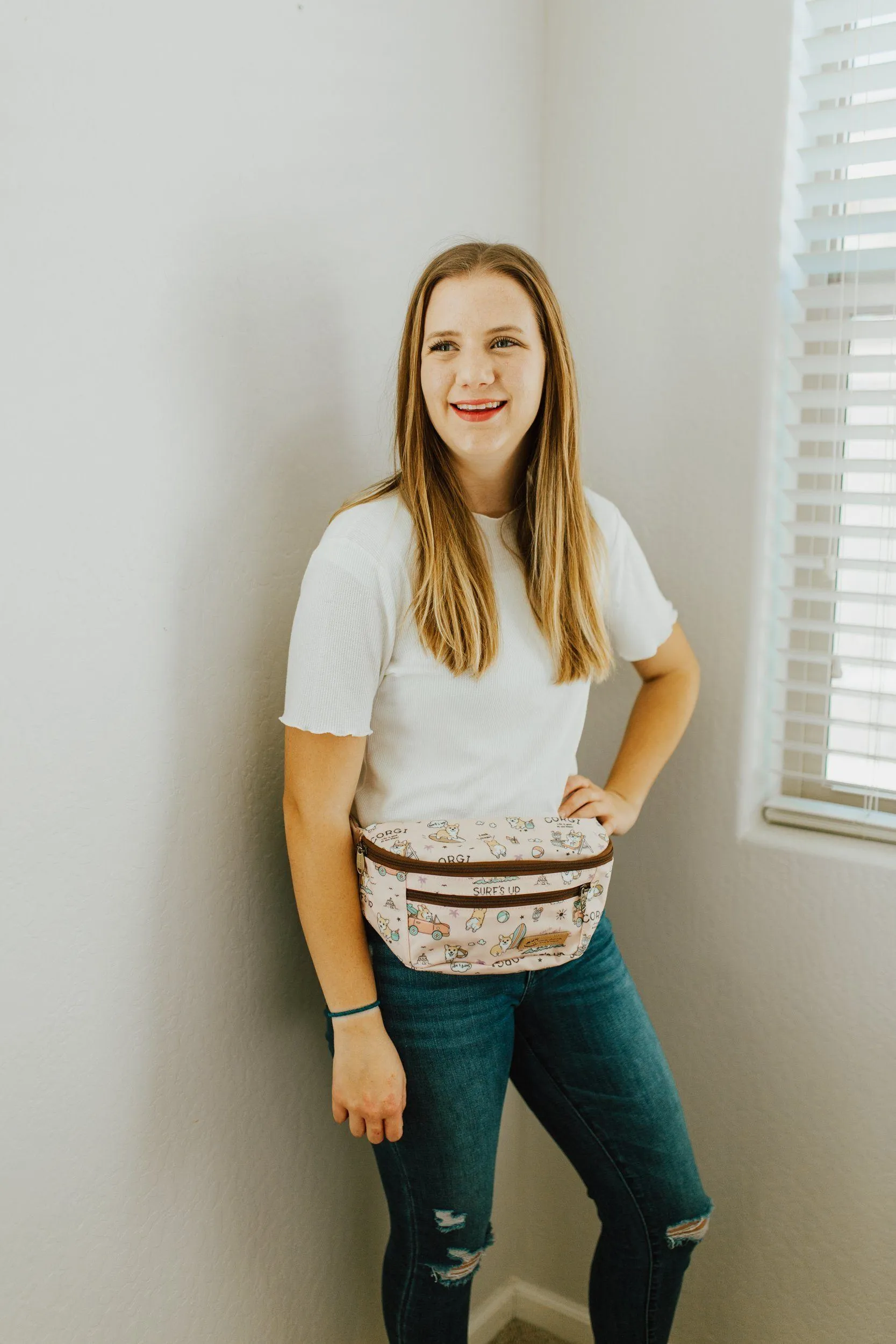 Blue Snow Corgi Fanny Pack