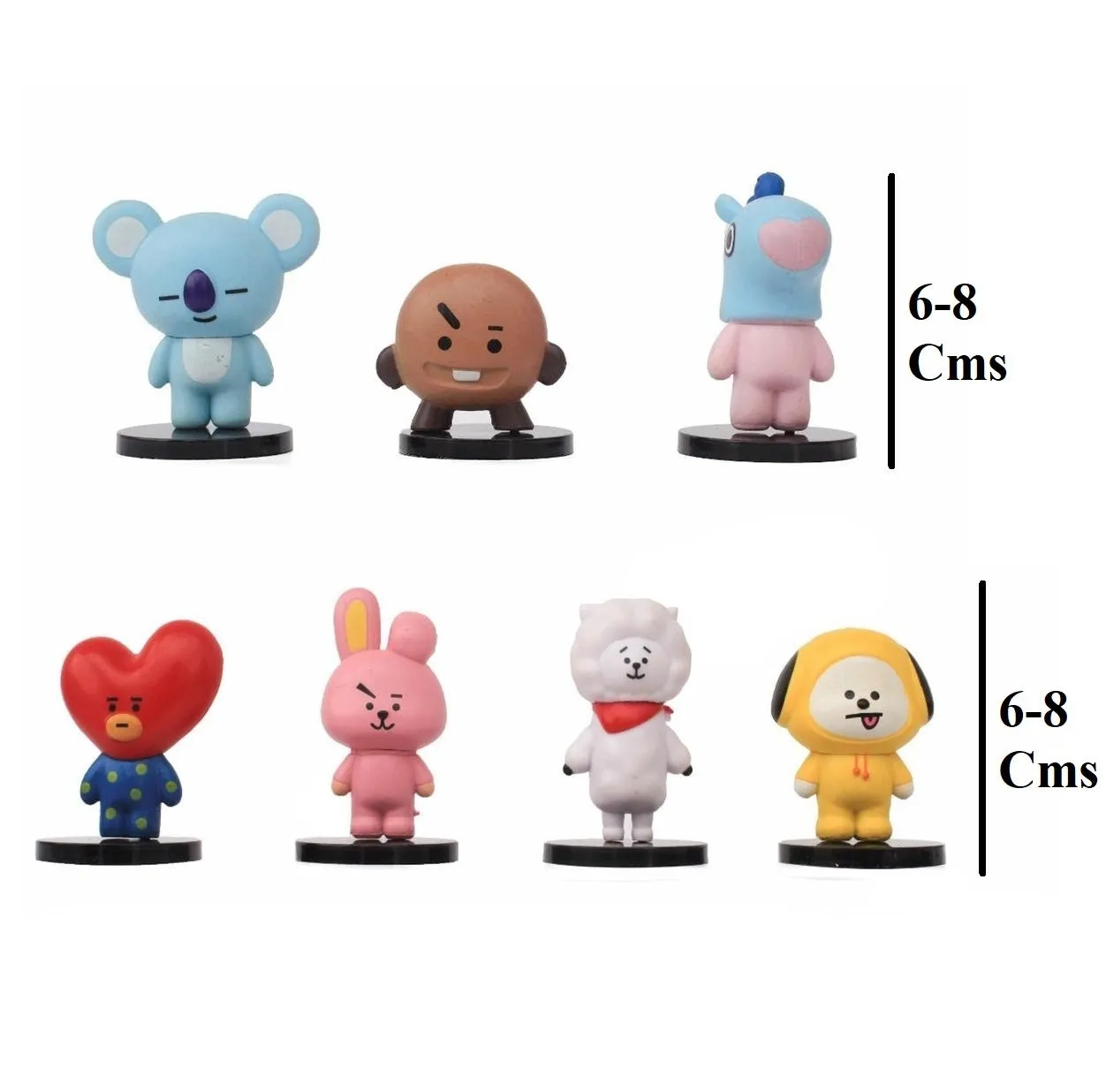 BTS BT21 Set of 7 Standies Action Figures | 6-8 Cms |