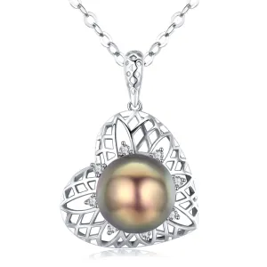Caged Heart Luminous Edison Pearl Necklace