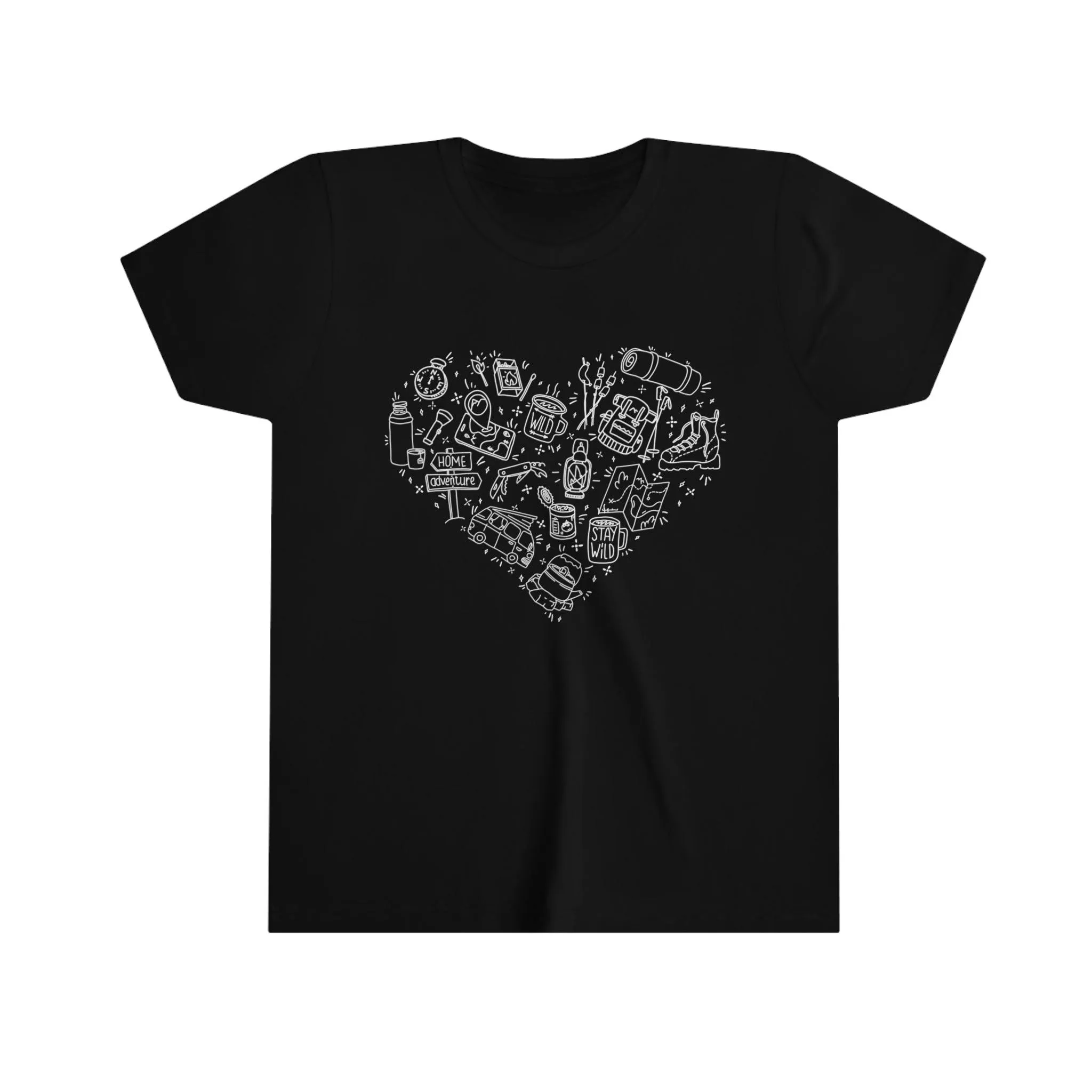Camping Illustration Heart 100% Cotton Kids Tee