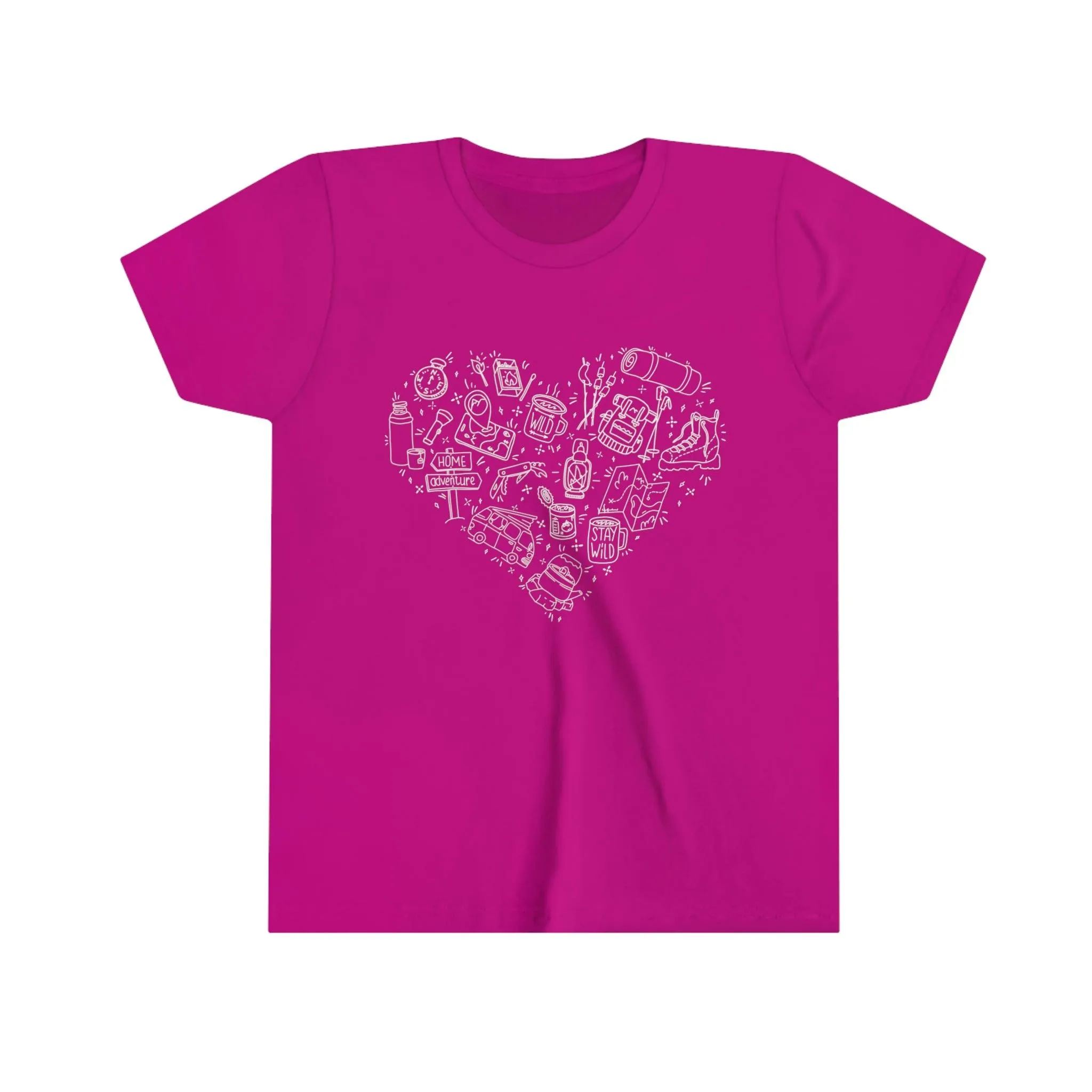 Camping Illustration Heart 100% Cotton Kids Tee
