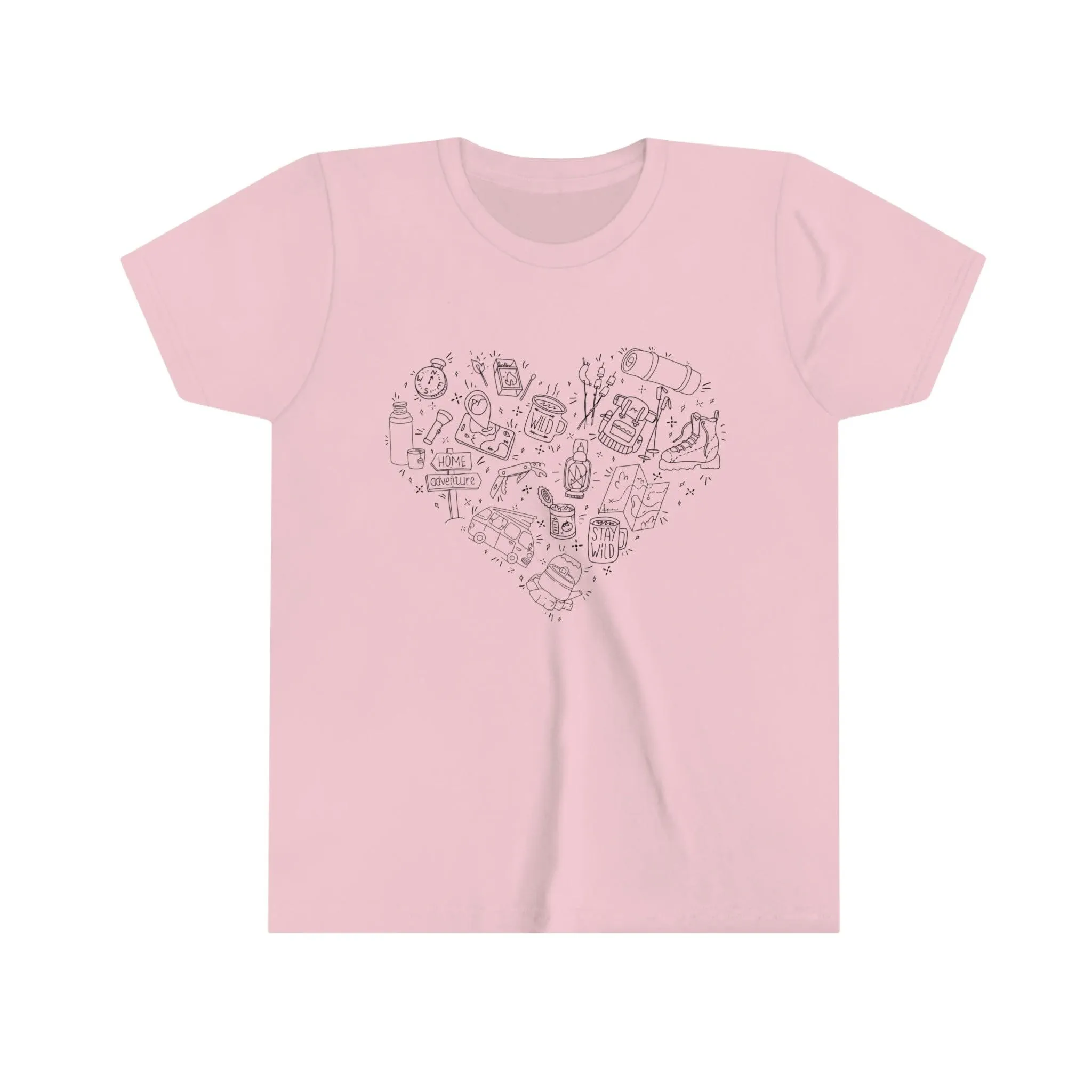 Camping Illustration Heart 100% Cotton Kids Tee