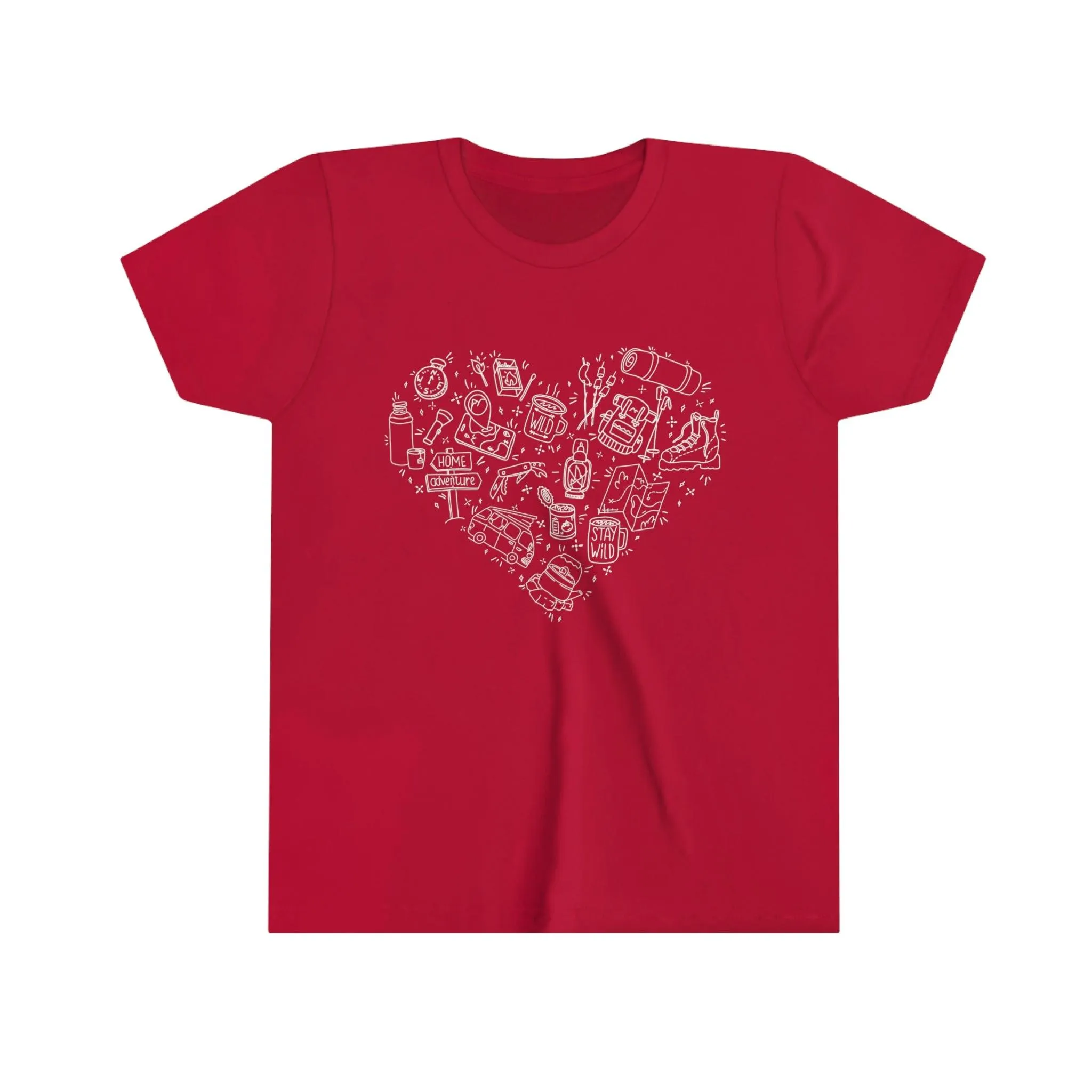 Camping Illustration Heart 100% Cotton Kids Tee