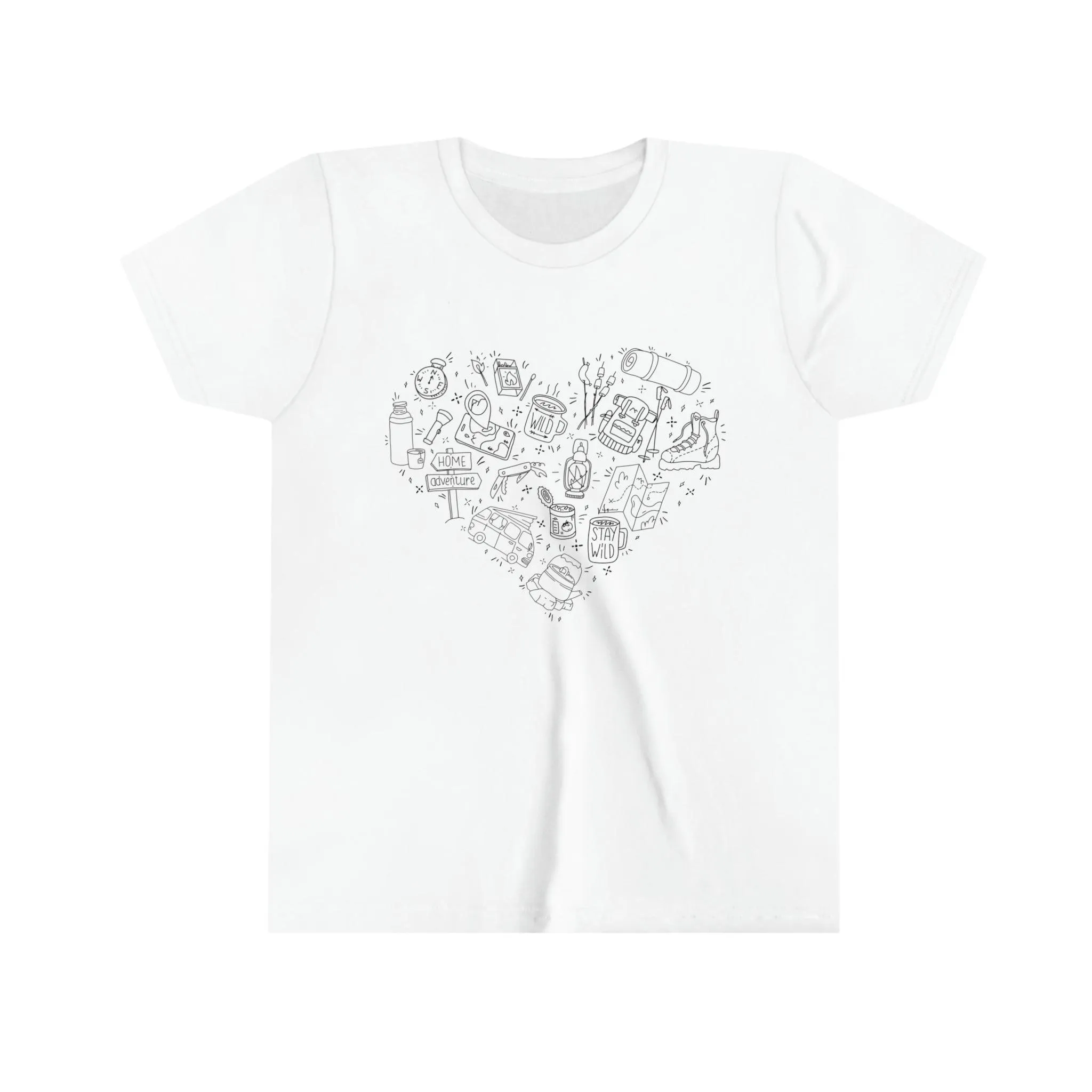 Camping Illustration Heart 100% Cotton Kids Tee