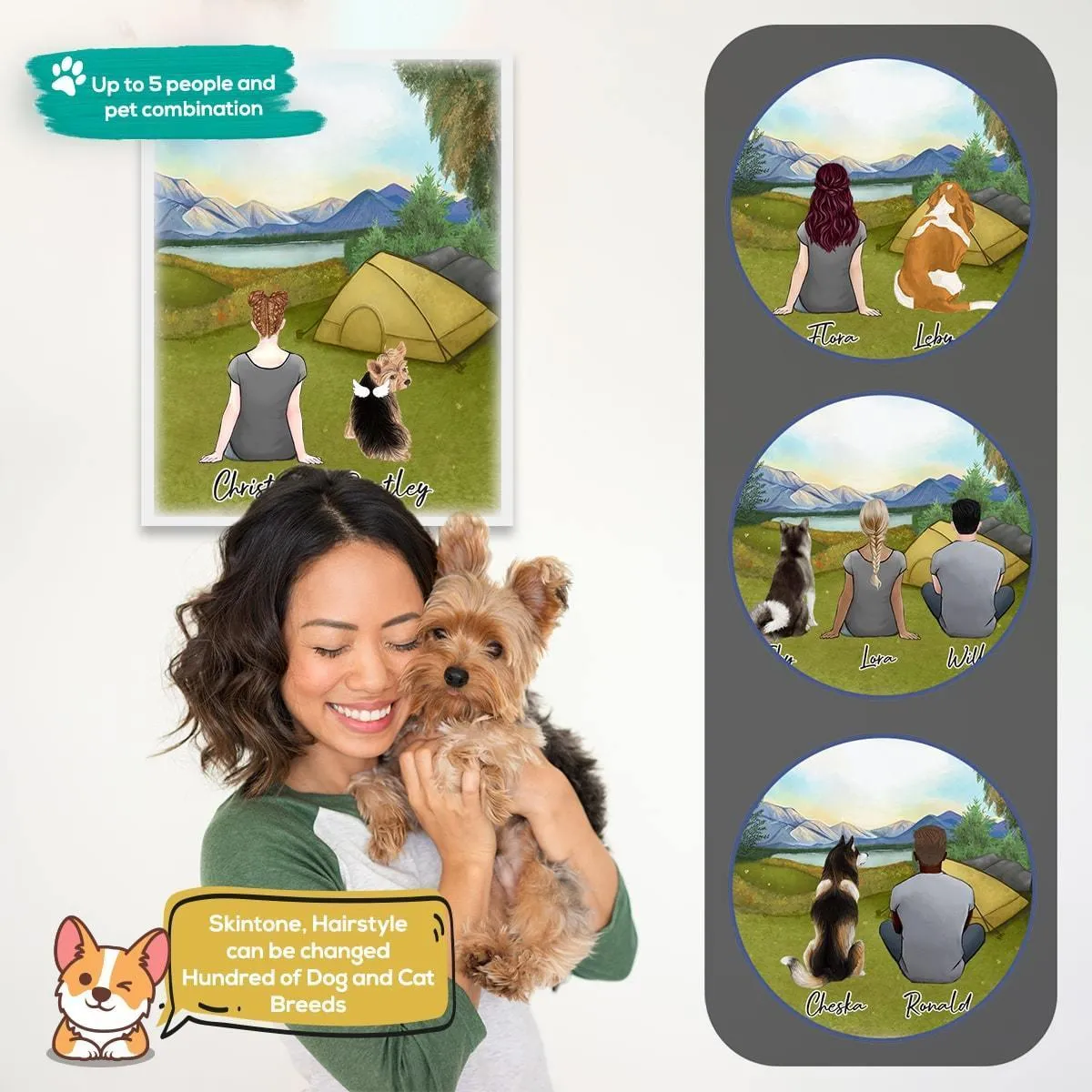 Camping Personalized Pet & Owner Wrapped Canvas