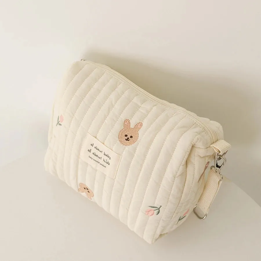 Cartoon Bear Embroidery Zipper Bags for Mommy