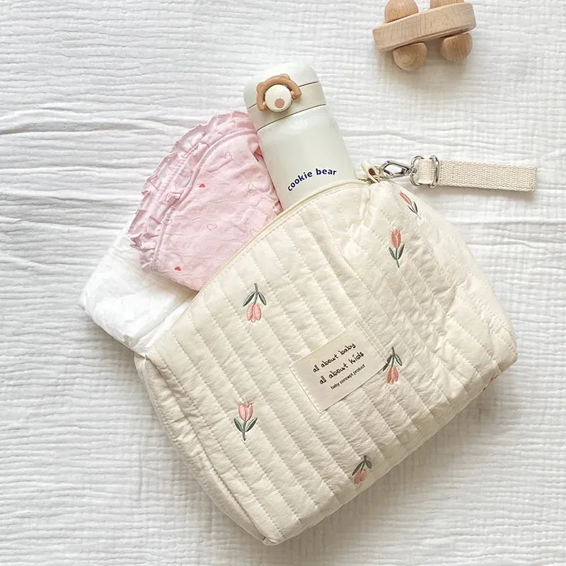 Cartoon Bear Embroidery Zipper Bags for Mommy