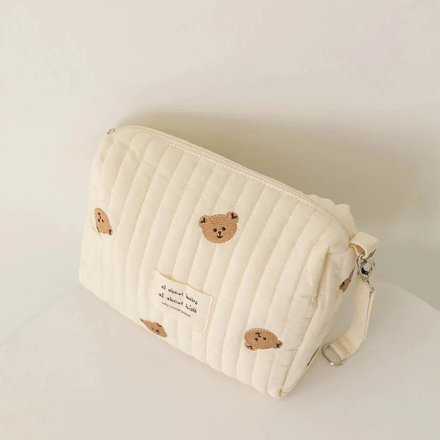 Cartoon Bear Embroidery Zipper Bags for Mommy