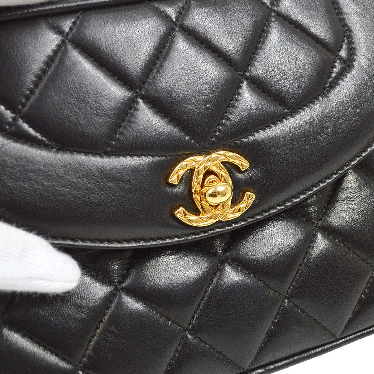 CHANEL 1991-1994 Pocket Camera Bag Mini Black Lambskin 73513