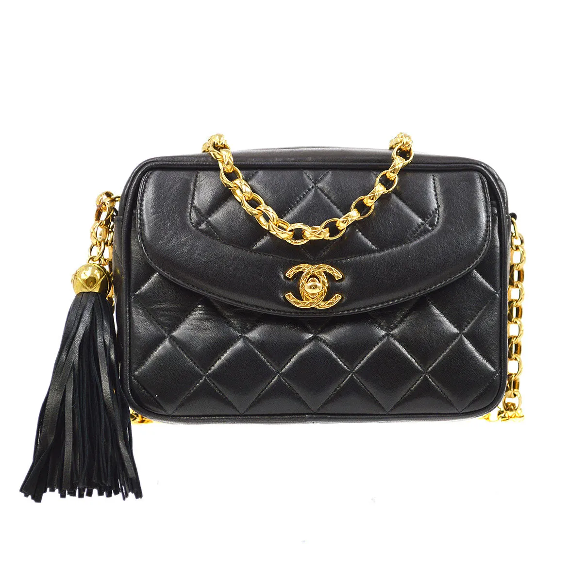 CHANEL 1991-1994 Pocket Camera Bag Mini Black Lambskin 73513