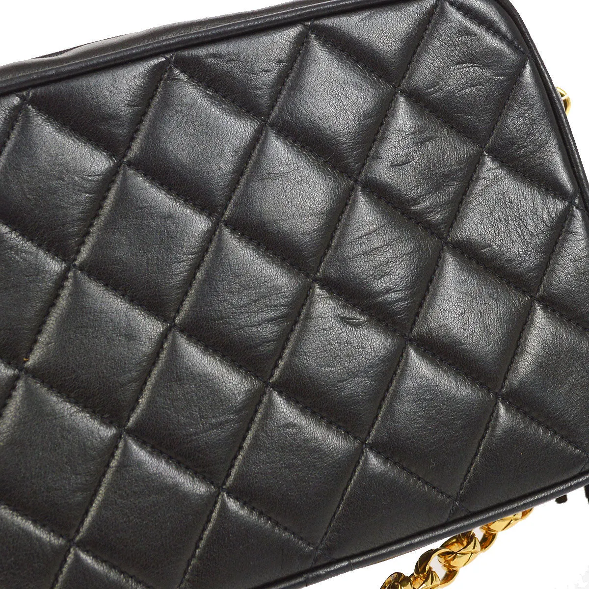 CHANEL 1991-1994 Pocket Camera Bag Mini Black Lambskin 73513