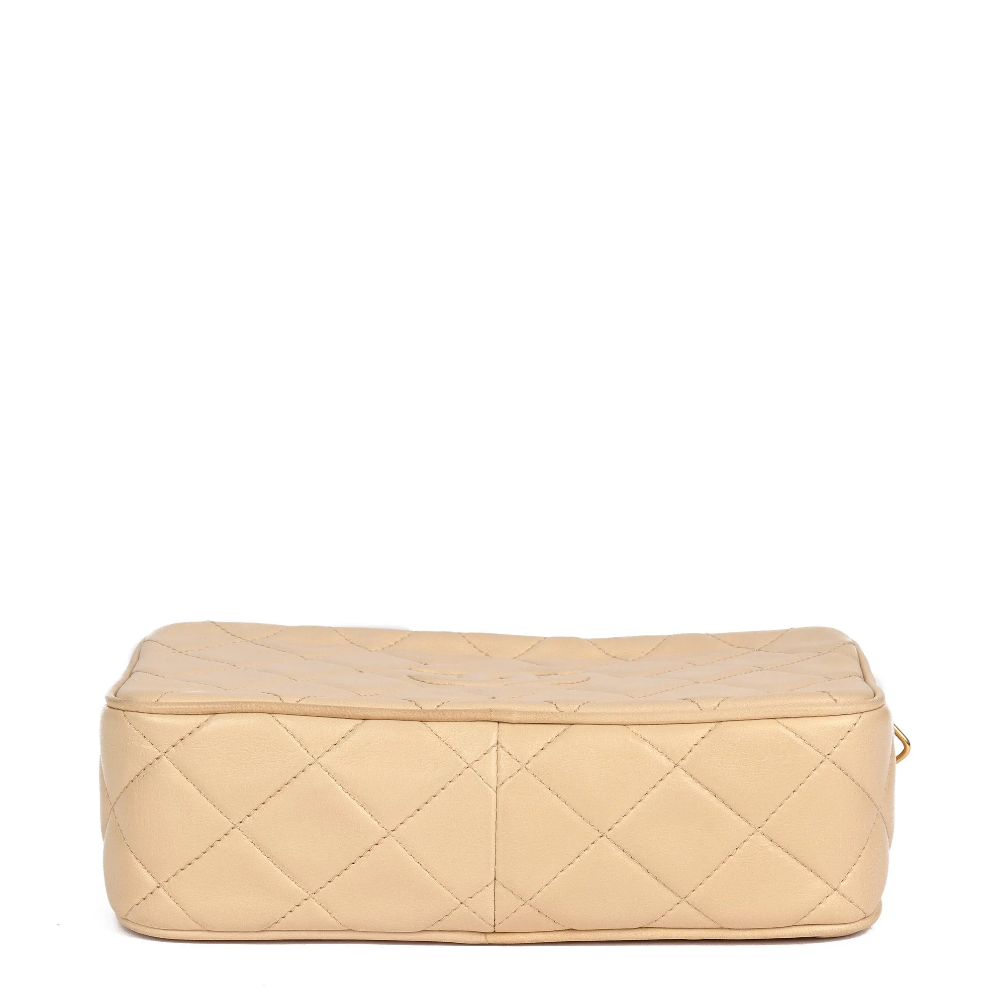 Chanel Beige Quilted Lambskin Vintage Small Fringe Timeless Camera Bag