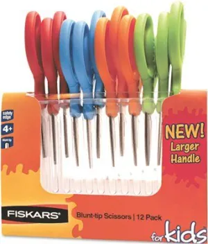 Childrens Safety Scissors Blunt 5 Inch  Length 1-3/4 Inch  Cut 12/Pack