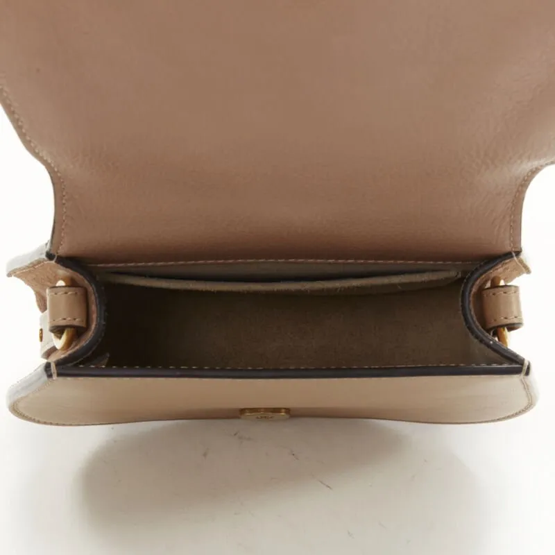 CHLOE Medium Nile gold bangle bracelet handle taupe leather saddle bag