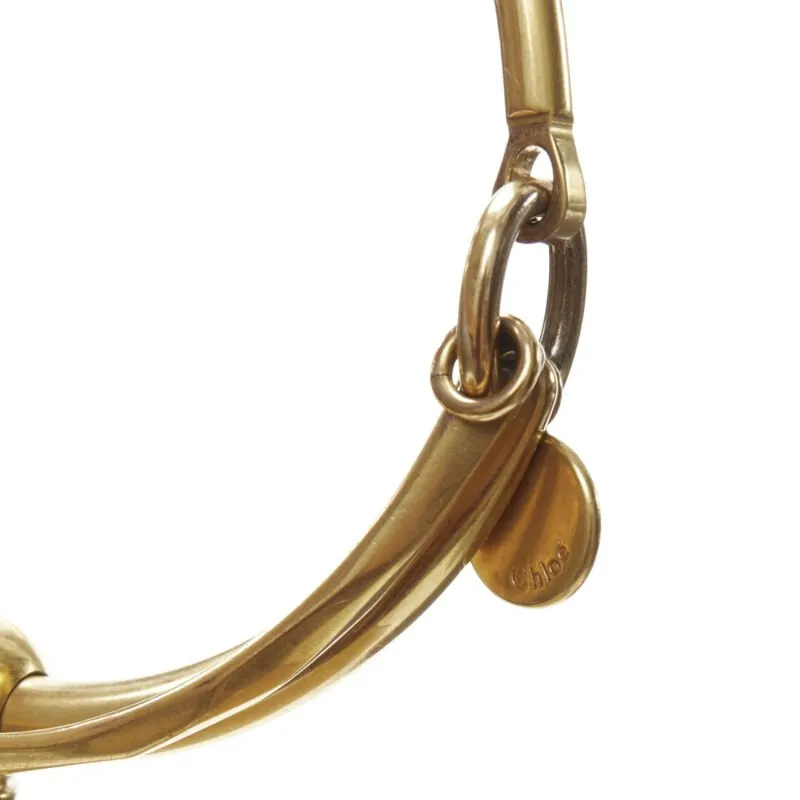 CHLOE Medium Nile gold bangle bracelet handle taupe leather saddle bag