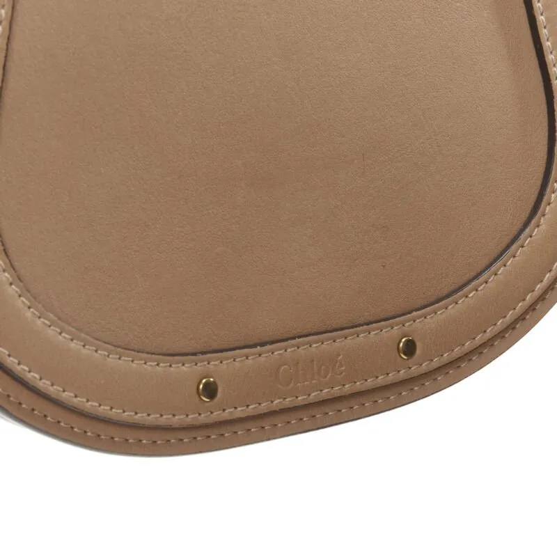 CHLOE Medium Nile gold bangle bracelet handle taupe leather saddle bag