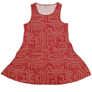 Christmas Red Computer Circuit Board Dress