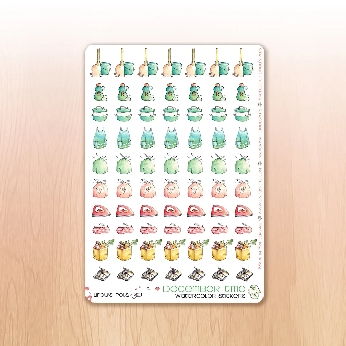 Christmas Woods - Watercolor Planner Stickers - House Chores