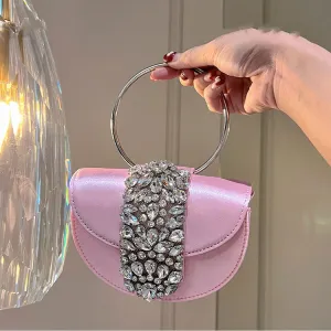 Circle Shiny Not Spirit Diamond Silk Crescent Half Crossbody Bag