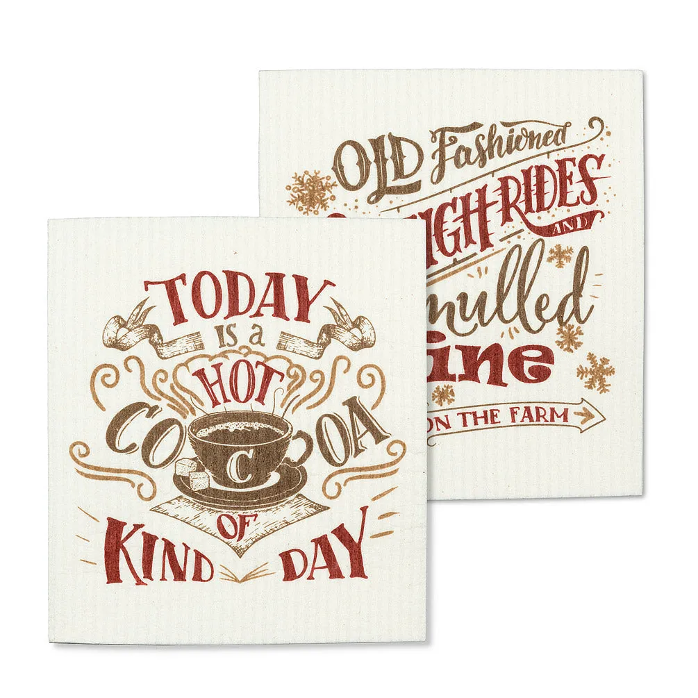 Cocoa and Sleigh Rides Swedish Dishcloth
