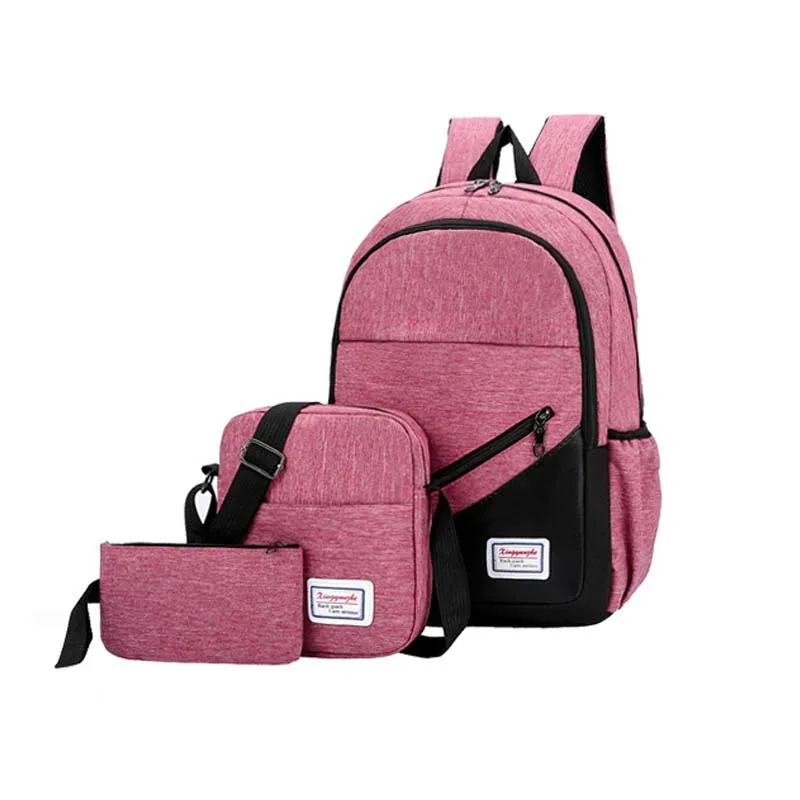 Computer Backpack  Trendy College Students' Backpack Men's Casual Business Large Capacity Travel Bag Three-Piece Backpack