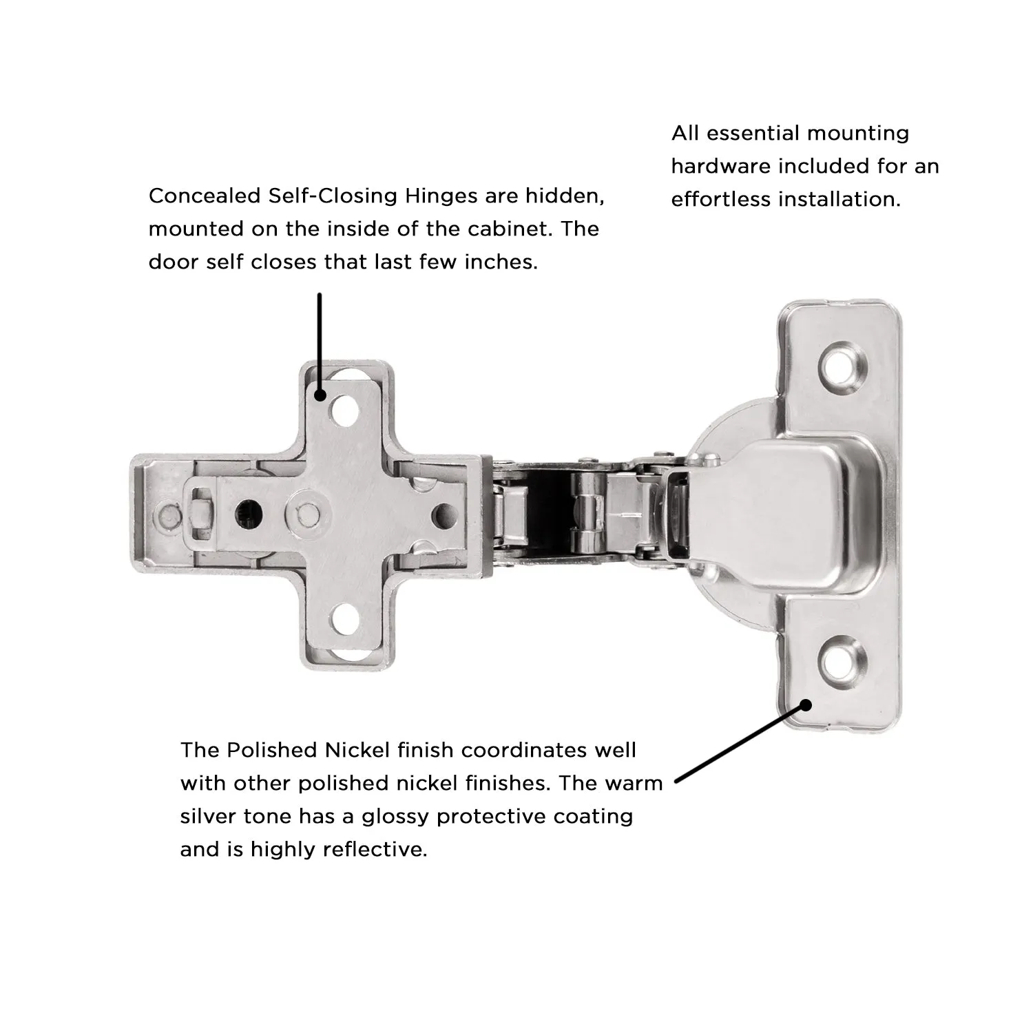 Concealed Full Inset Frameless Self-Close (2 Pack) Hinge