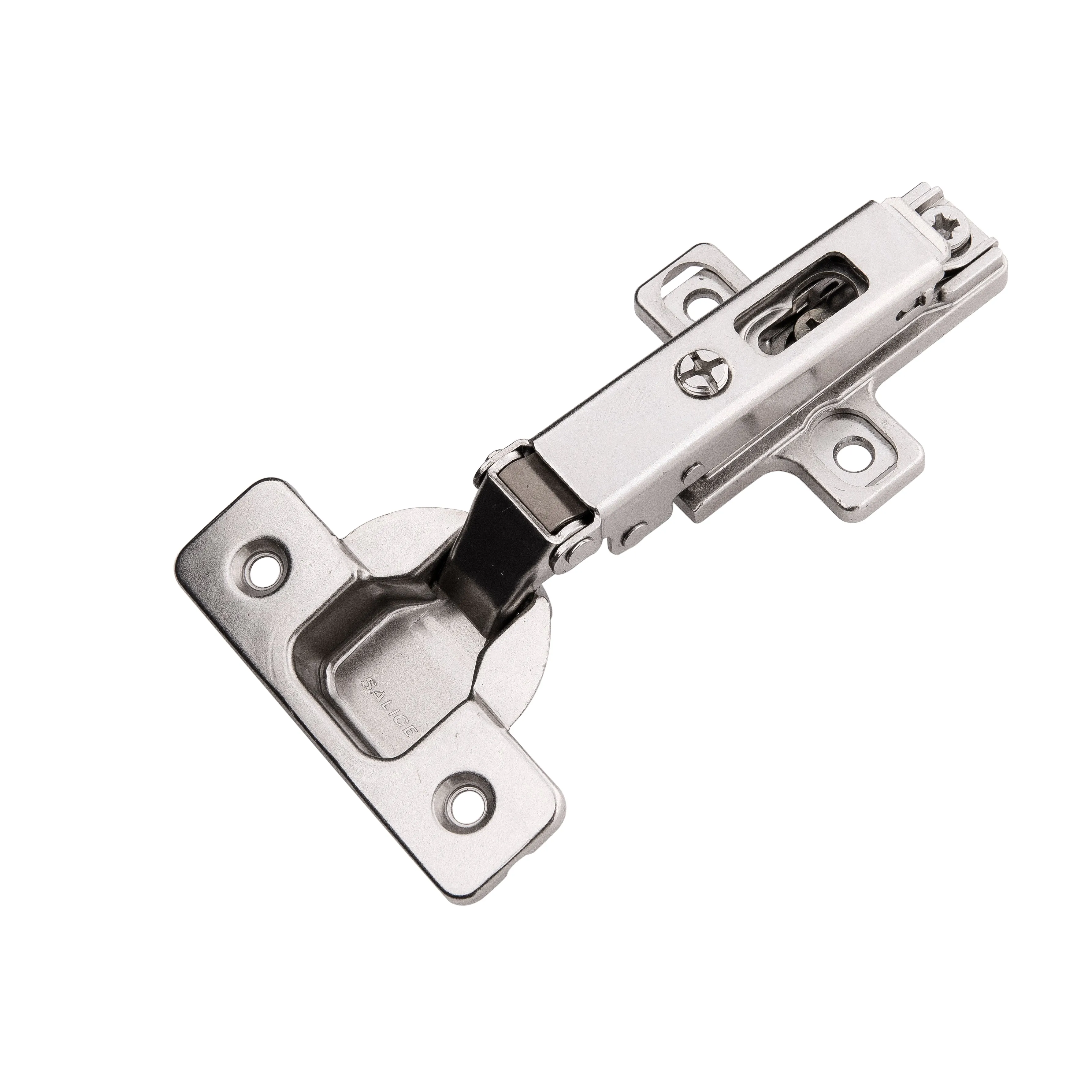Concealed Self-Closing Full Overlay Frameless Polished Nickel Hinge (2-Pack)