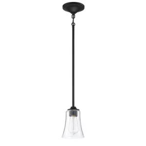 Craftmade Gwyneth 1 Light Mini Pendant Lamp in Flat Black - Clear Seeded Glass